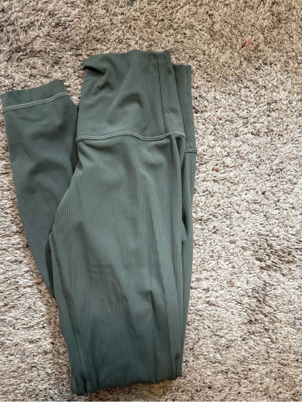 lululemon High-Rise Ribbed Leggings in Olive Green